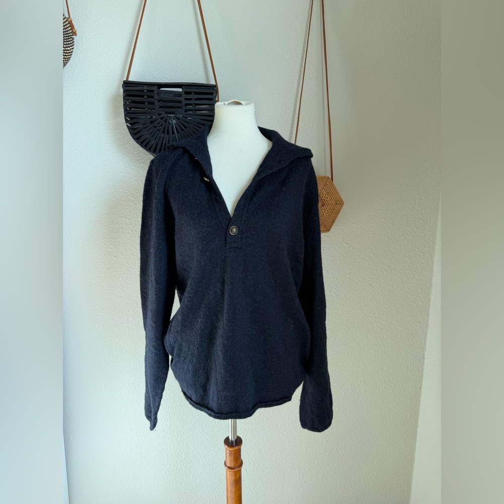 Gucci Navy Blue Alpaca Wool Knit Sweater, Size XL
